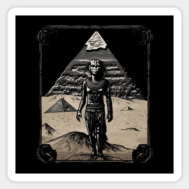 Esoteric Ancient Egyptian Pharaoh Desert Pyramid Illustration Sticker by Soulphur Media